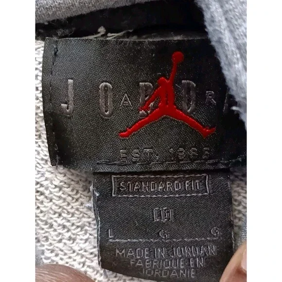 NIKE AIR Jordan Hoodie Adult Men's Large Gray Sweater Logo Graphic Sweatshirt - Picture 4 of 9